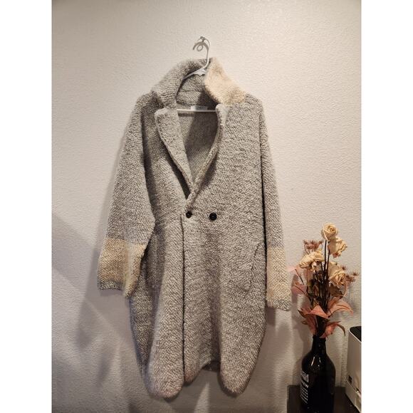 TONET ALPACA WOOL COAT - LIGHT GREY  Italy  Large‎ relaxed fit - Picture 1 of 4